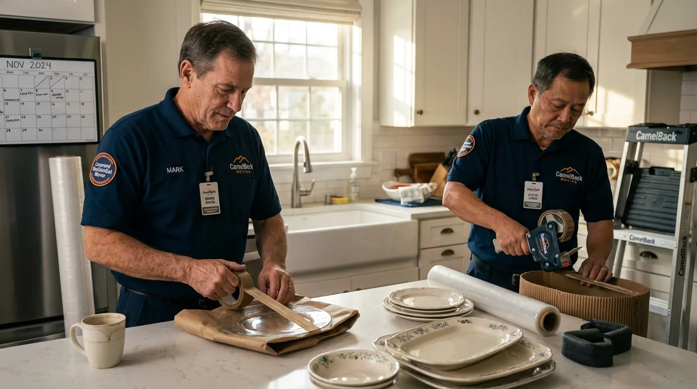 Professional crew packing kitchen dishware in Somerset, PA